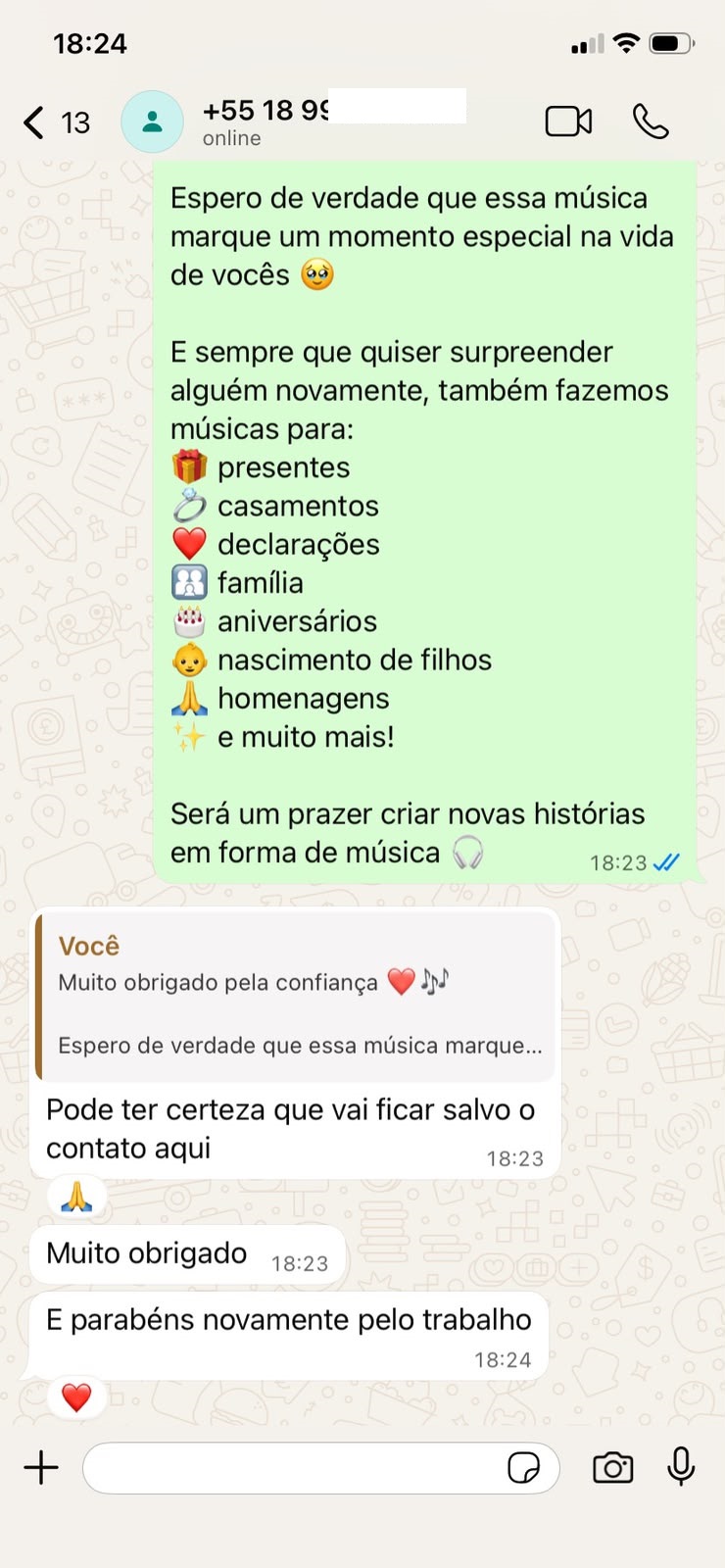 Mensagem real de cliente 2