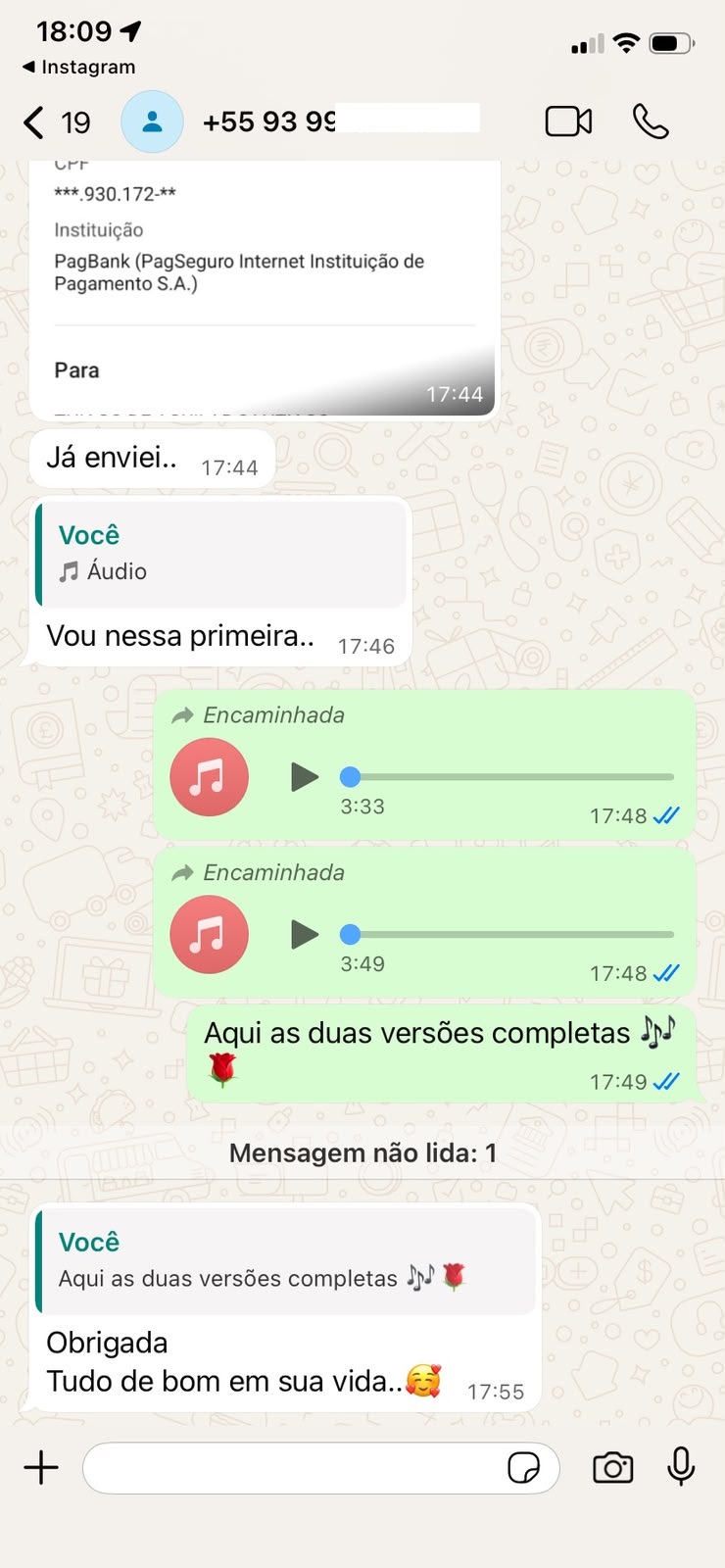 Mensagem real de cliente 5